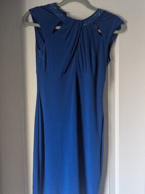 INC Blue Dress with Beaded Neckline, Like New